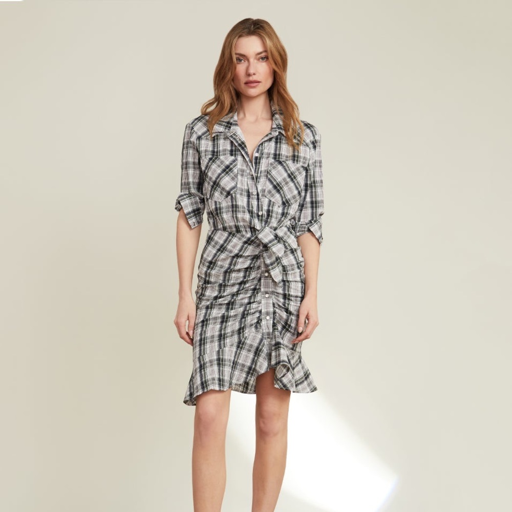 New Veronica Beard Rowe Dress in Navy Plaid